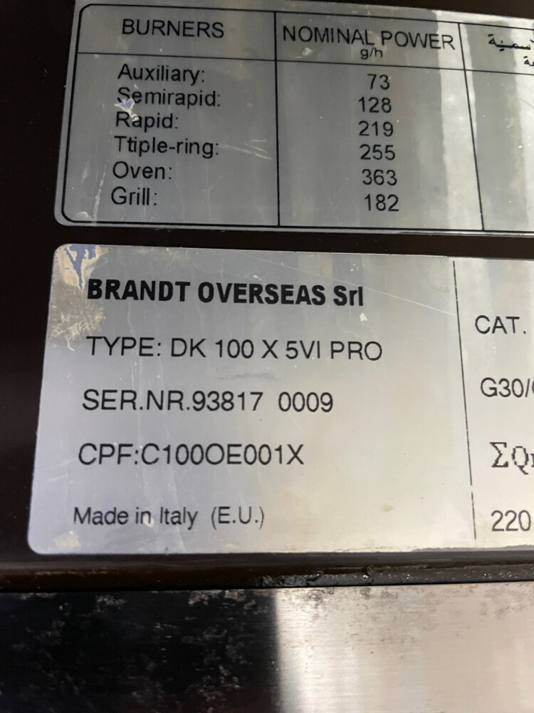 BRANDT OVERSEAS Srl A TYPE: DK 100  - 6