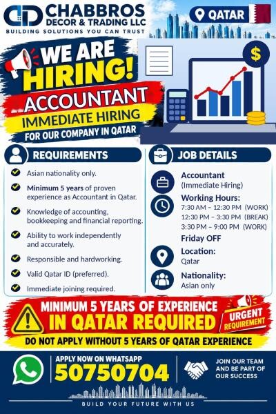 Accountant 05years Exp Qatar Male - 1