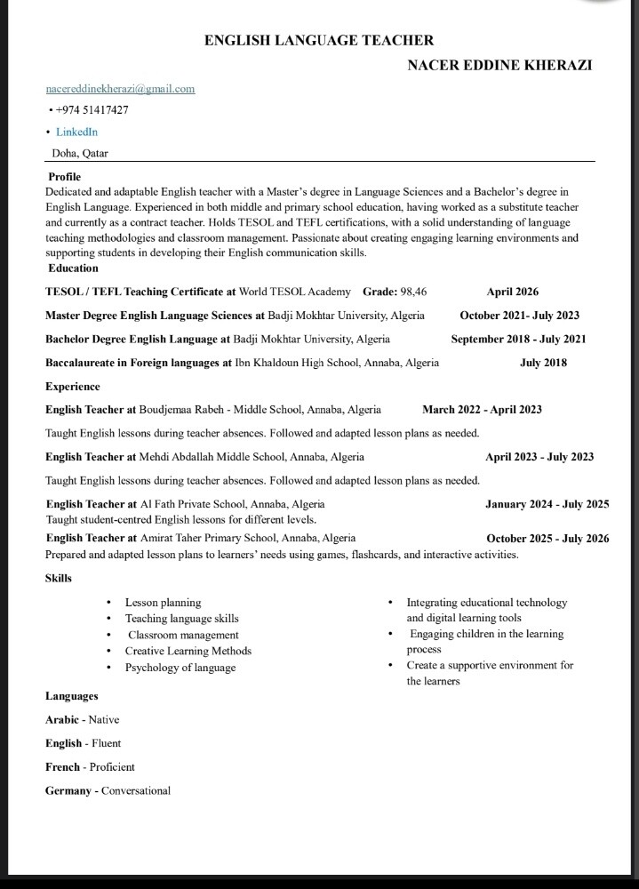 TESOL/TEFL Certified Teacher - 1