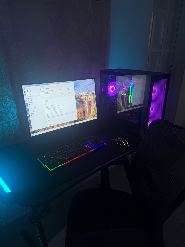 full gaming setup with table, chair - 2