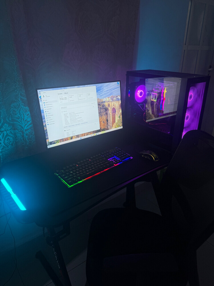 full gaming setup with table, chair - 4