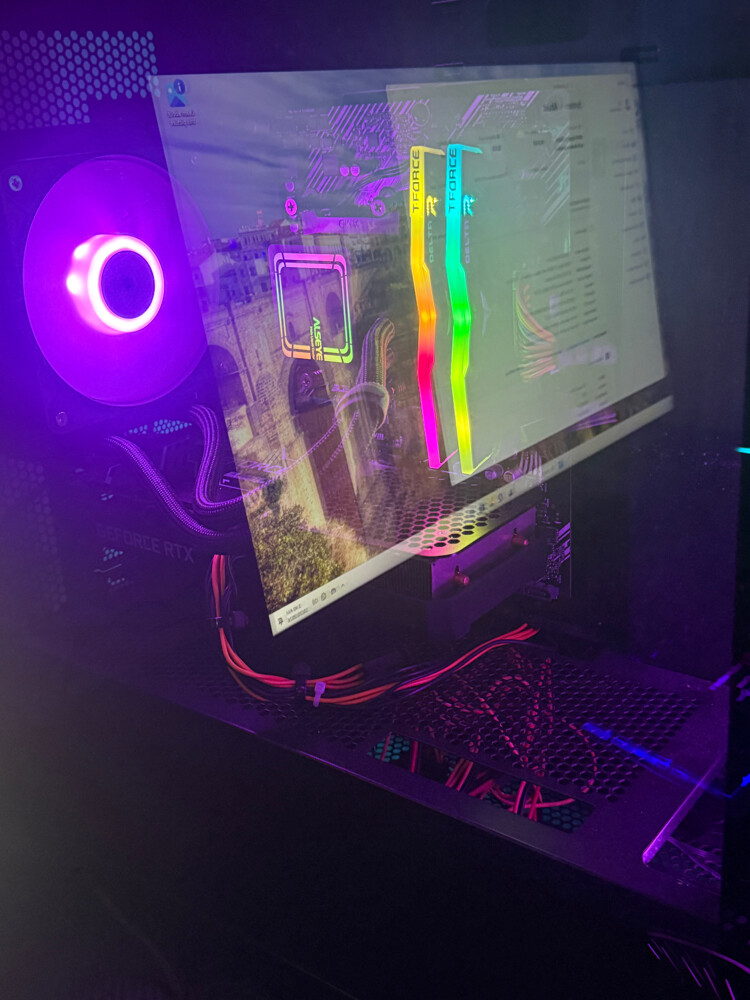 full gaming setup with table, chair - 3