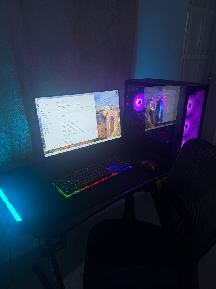 full gaming setup with table, chair - 1