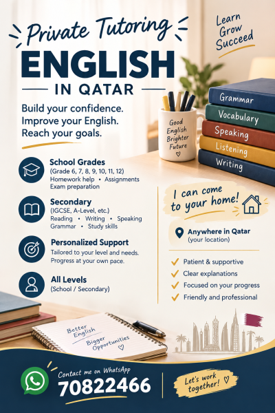 Private English Tutoring in Qatar - 1