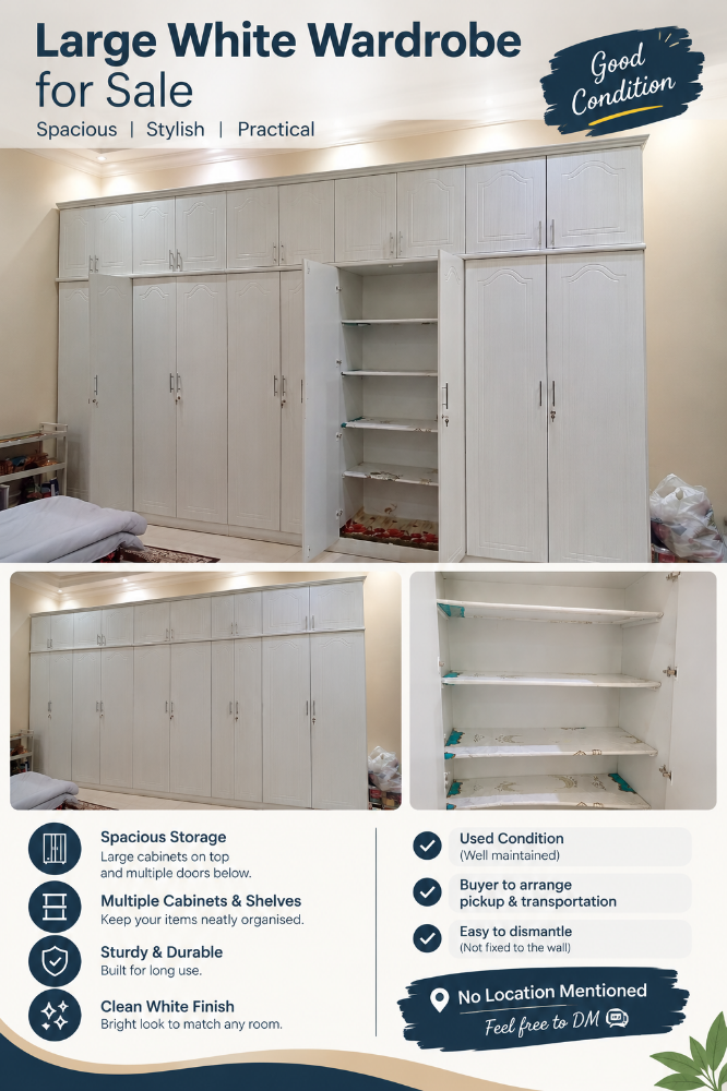 Large White Wardrobe for Sale - 1