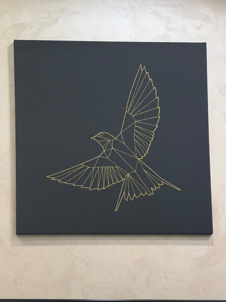 Gold Geometric Bird Canvas - 1