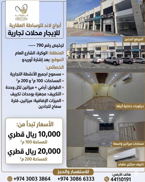 للإيجار محلات تجاريه بالوكرة 100م - 2