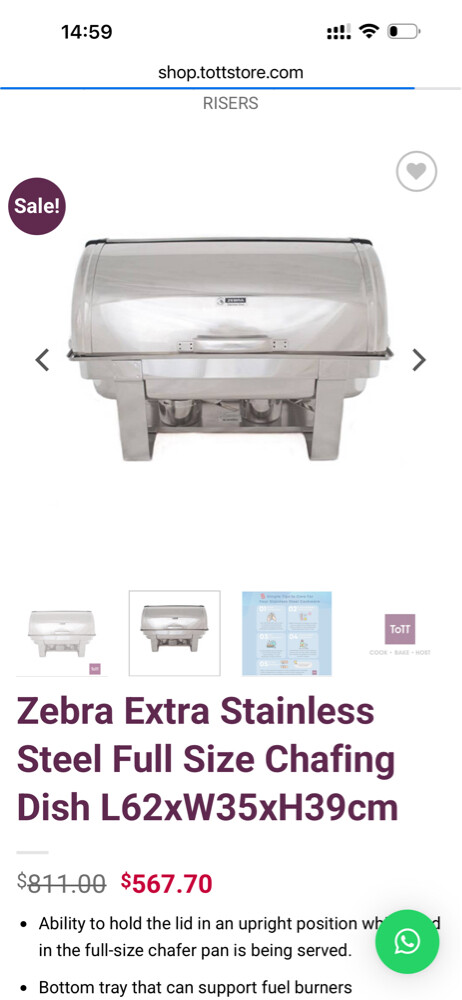 Zebra Extra Stainless Steel Food Wa - 7
