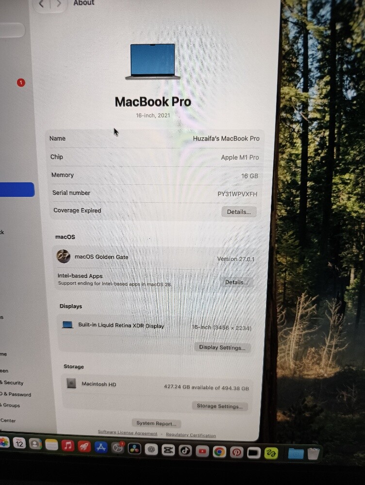 Macbook pro M1 16 Inch 16GB Ram - 5
