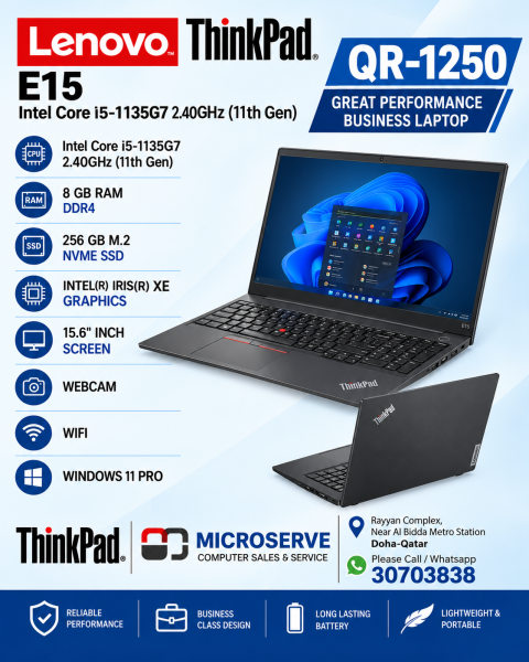 LENOVO THINKPAD E15 : i5 11TH GEN - 4