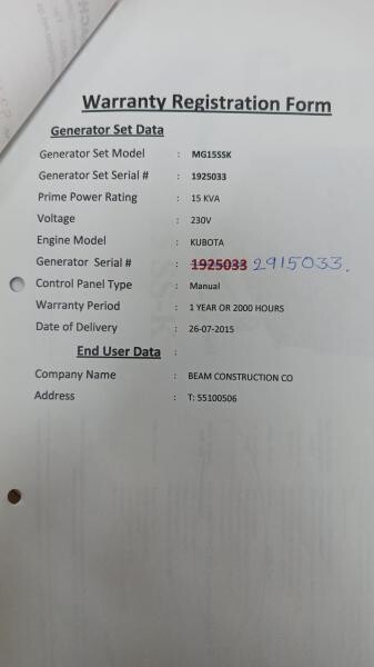 15 KVA KUBOTA - 4
