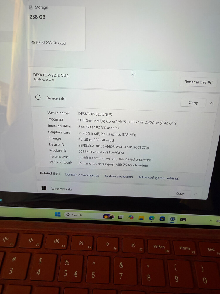 Surface Pro 8 i5 8GB keyboard pen 2 - 10