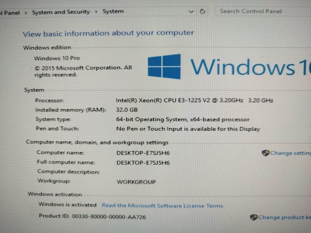 used Dell xeon e3-1225 3.2GHZ/ 32gb - 2