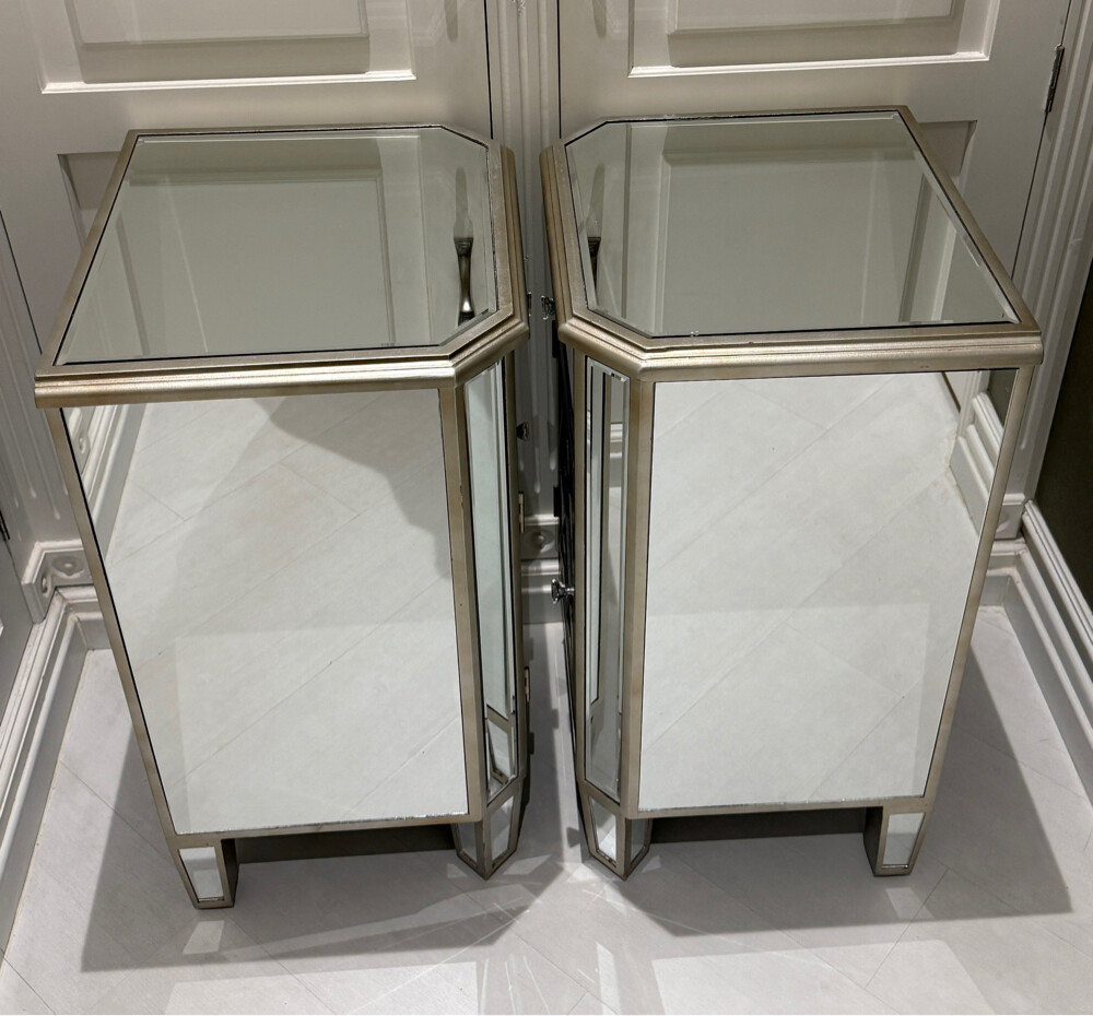 Silver mirrored bedside tables - 2