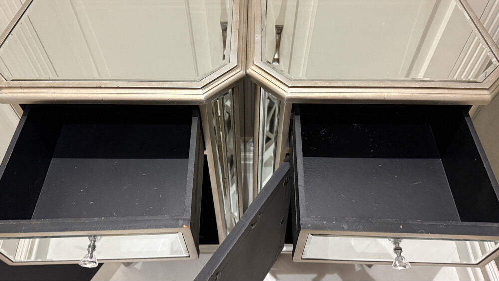 Silver mirrored bedside tables - 5