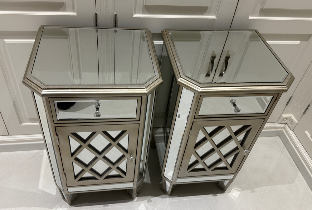 Silver mirrored bedside tables - 3