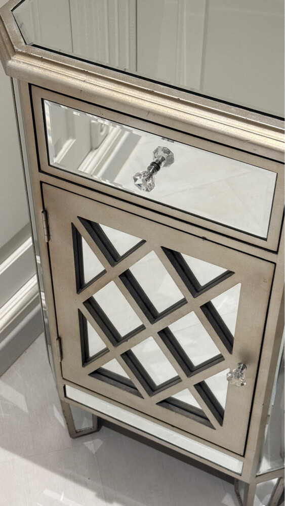 Silver mirrored bedside tables - 7