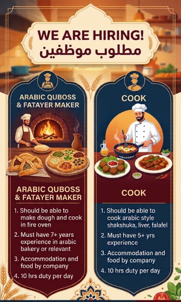 مطلوب طباخ فطور - 1