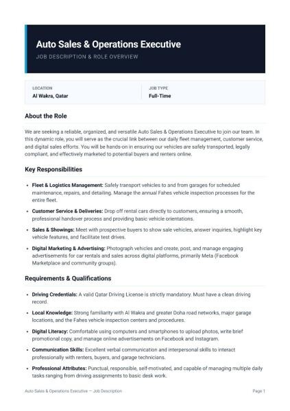 Fleet Operations & Sales Executive - 1