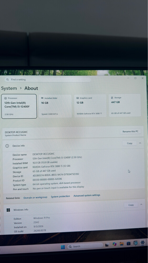 GAMING PC RTX 3080 Ti 12 GB  - 8