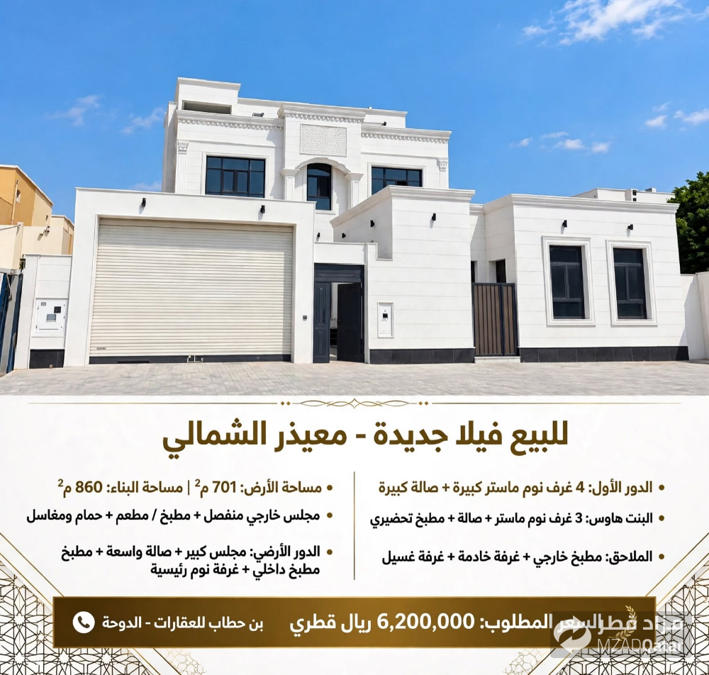 للبيع فيلا جديدة في معيذر الشمالي - 1