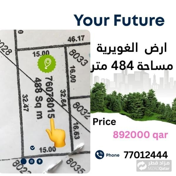 للبيع ارض الغويريه ٤٨٨ م - 1