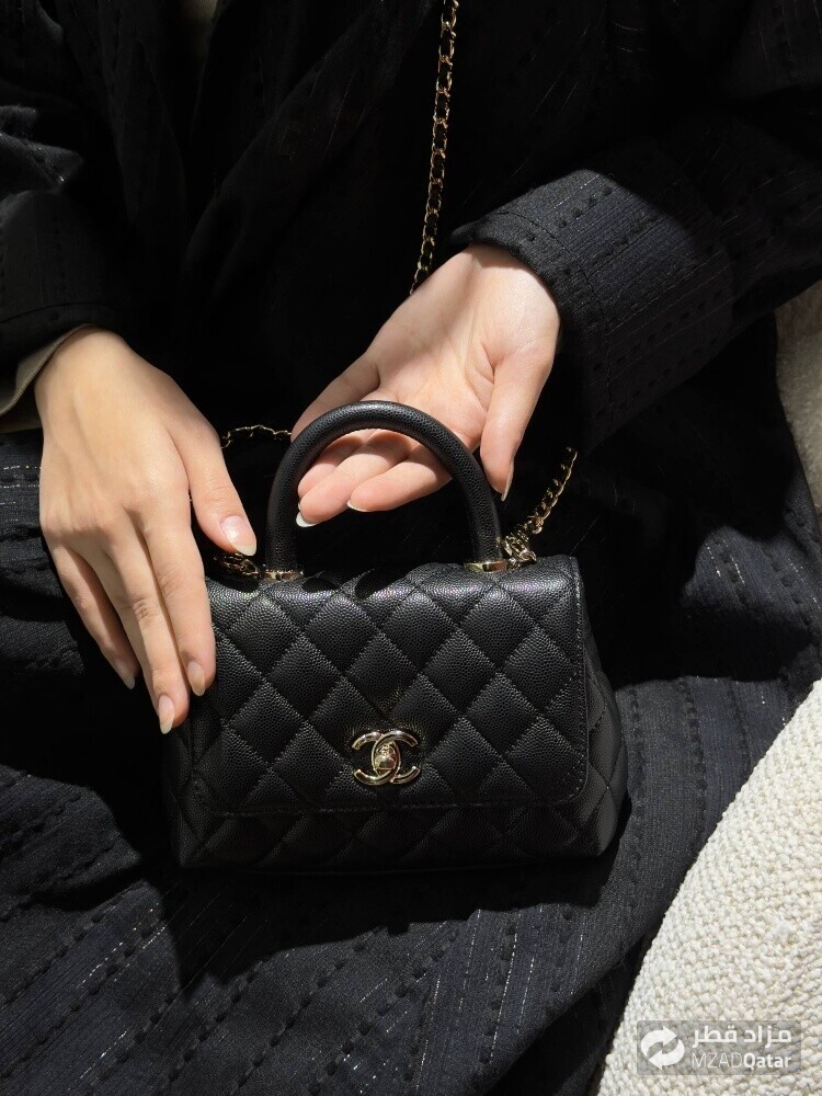 COCO Small Black Lizard Handle Bag - 1