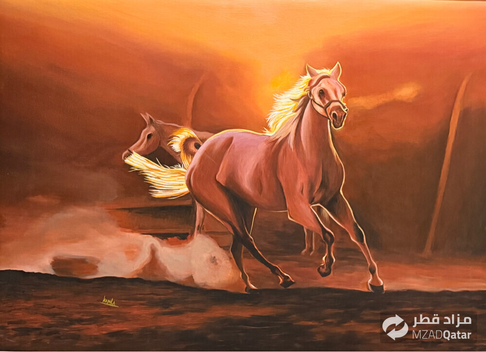 Large Framed Horse Painting – Sunse - 2