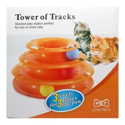 cat play Tower of Tracks