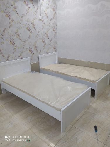New Wooden & steel Bed, Cupboard