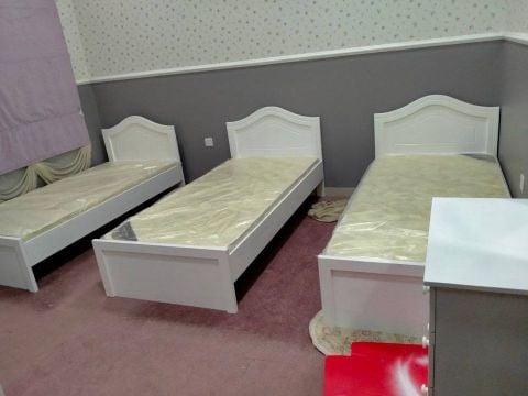 New Wooden & steel Bed , Cupboard
