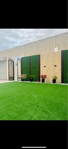 Outdoor grass carpet with decor