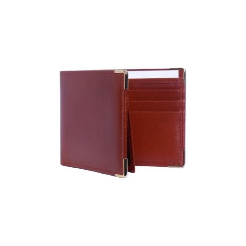 Golden edge brown leather wallet 