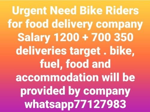  Need Bike Riders for food delivery 