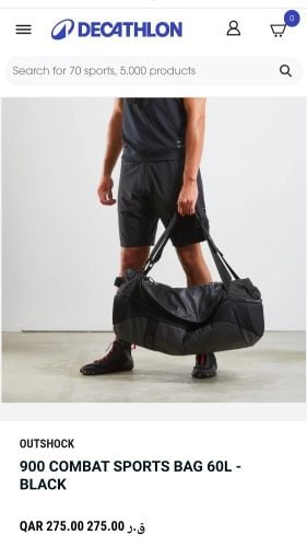 Black sports bag for sale