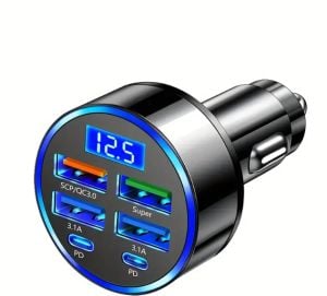 6-in-1 Car Charger with Display