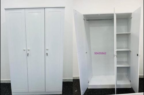New wooden three doors wardrobe