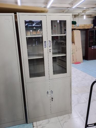 steel two door cabinet With glass