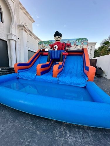 Summer trampolines with water