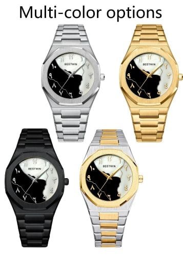 ساعة عربية من الفولاذ المقاوم للص