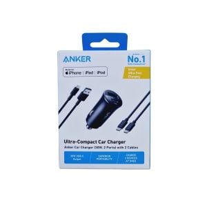 شاحن للسيارة ٣٠واط بمنفذين وسلكين