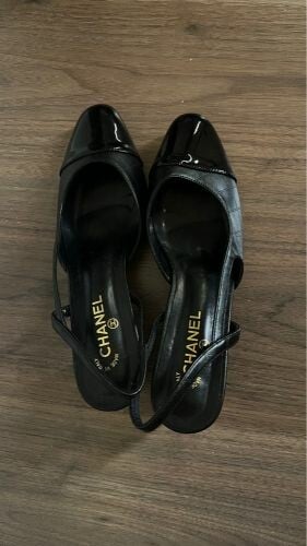 Black chanel slingback heels