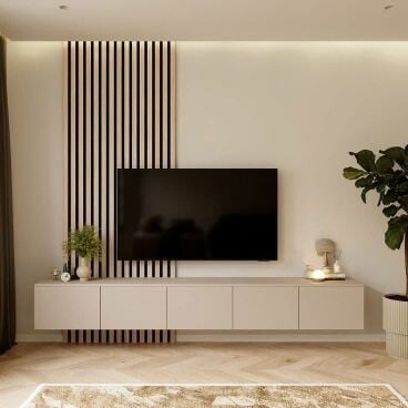 Modern Tv Design With wood panel