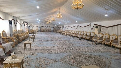 Mourning and wedding tents, table