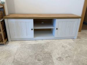 TV bench white/oak