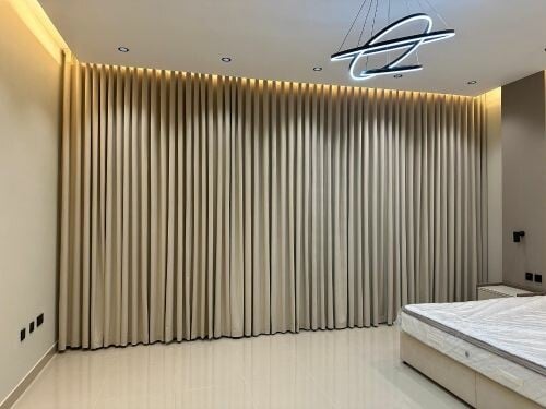 sunlight block fabric curtain