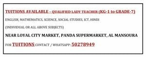 TUITIONS AVAILABLE