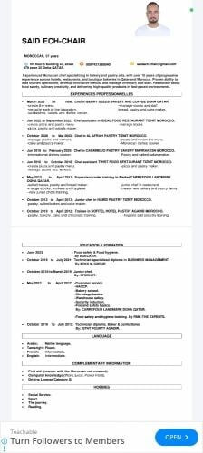 pastry and bakery chef