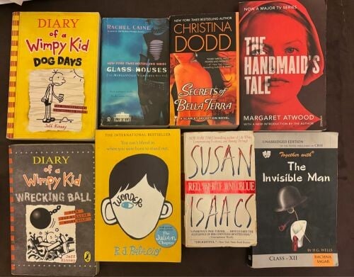 Story books, computer books , GRE