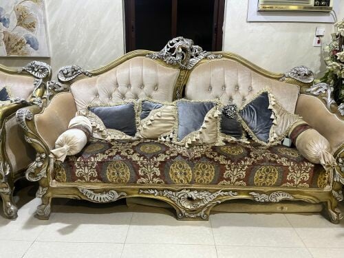 royal gold and brown sofas 